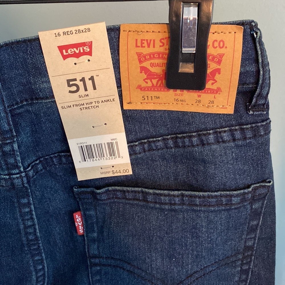 Levi's 511 Youth Teen Boys Jean Size 16 Regular 28x28 Slim Fit New with tags - Picture 5 of 7
